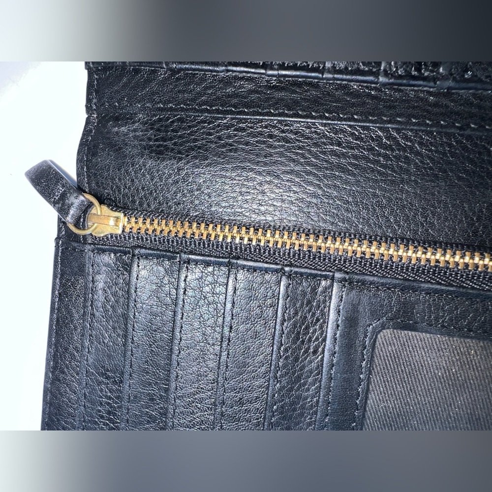 Vtg Fossil Wallet Black Soft Pebble Leather - Picture 7 of 12